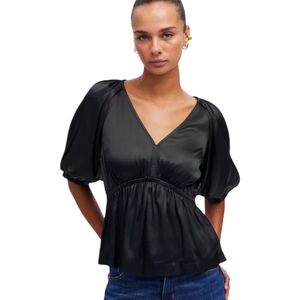Madewell Satin Short Sleeve Top  Size Small NWT